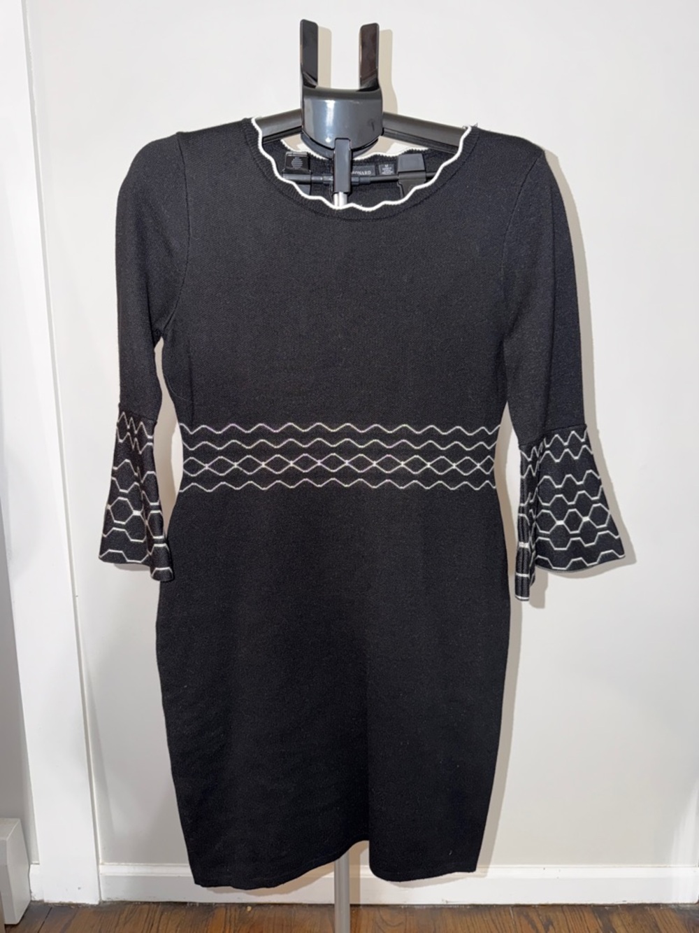 Nina Leonard Black Dress with White Trim